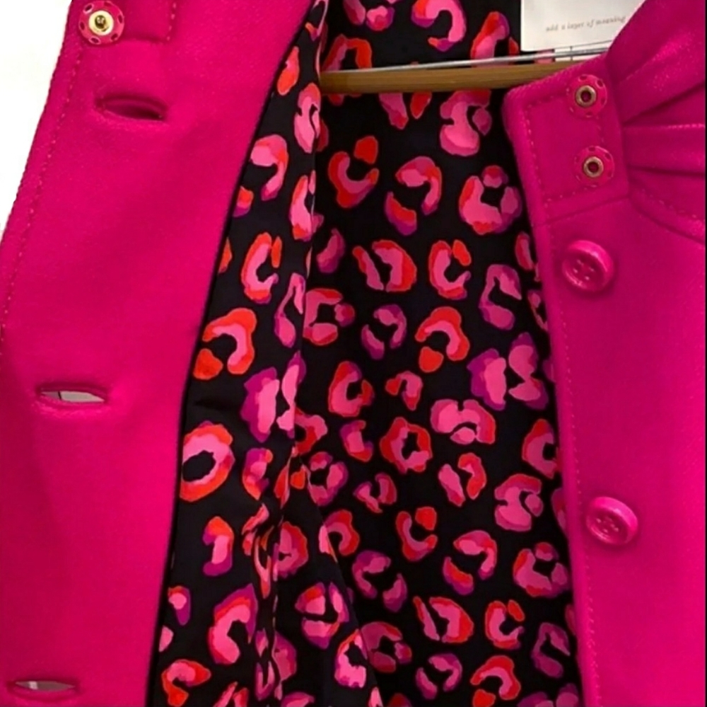 Kate Spade Etta Bow Snapdragon Pink Wool Coat 4 - Picture 7 of 9